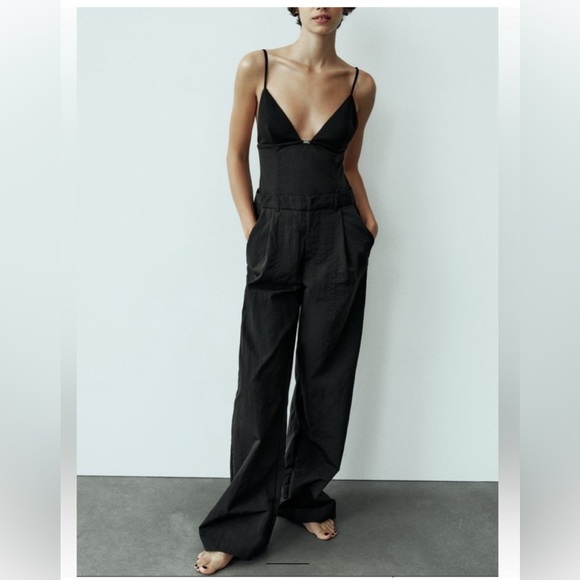 NWT Zara Combination Long Nylon Jumpsuit M - Picture 1 of 15